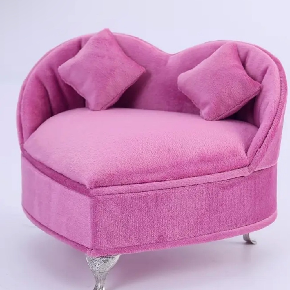Jewelry Organizer Furniture-Style Chair. Pink Plush with Cushions. - Picture 5 of 9